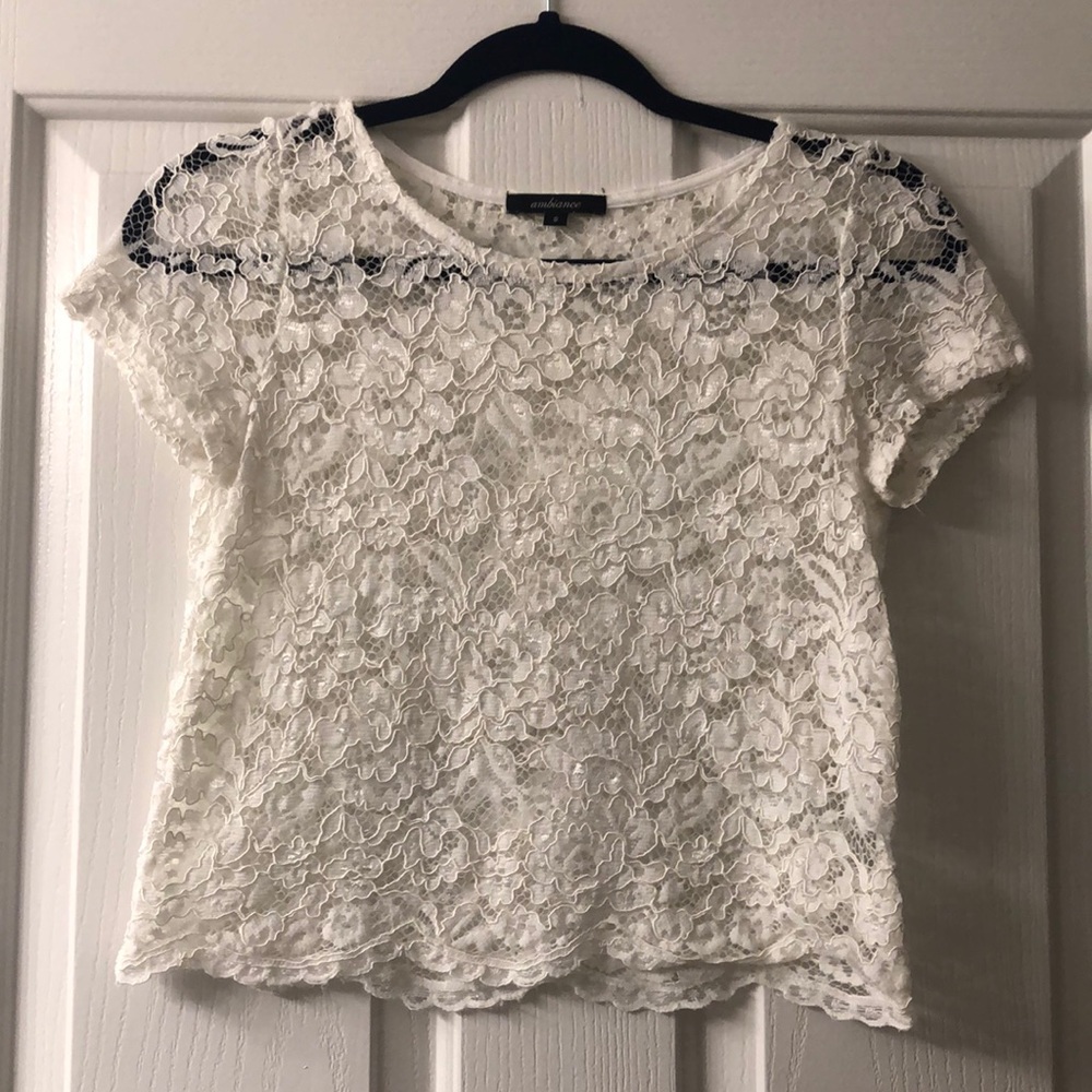 White lace crop top